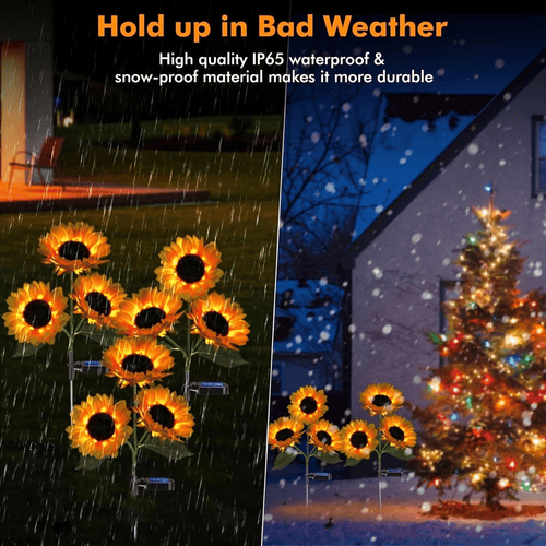 1pc Solar Sunflower Lights 3 Heads 1 Head Garden Stake Outdoor Decorative Waterproof LED Landscape Lights for Patio Garden Yard