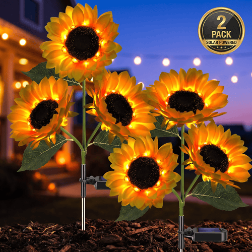 1pc Solar Sunflower Lights 3 Heads 1 Head Garden Stake Outdoor Decorative Waterproof LED Landscape Lights for Patio Garden Yard