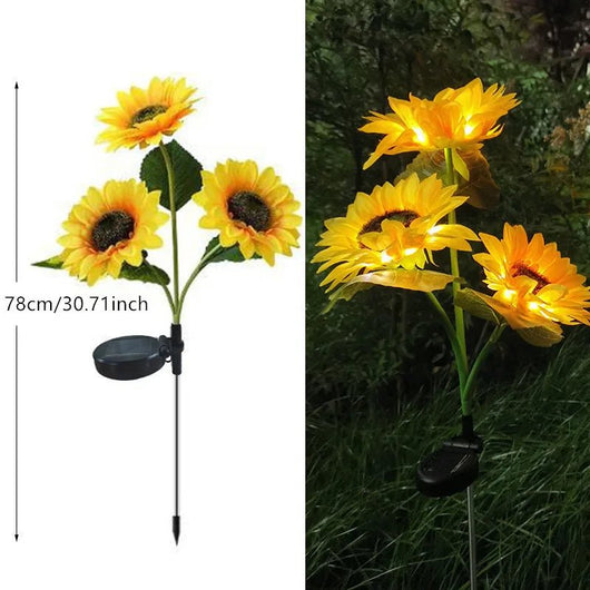 1pc Solar Sunflower Lights 3 Heads 1 Head Garden Stake Outdoor Decorative Waterproof LED Landscape Lights for Patio Garden Yard - EmergingEra™