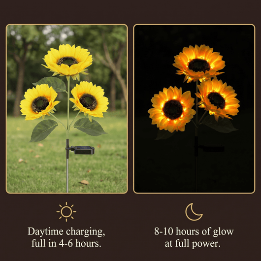 1pc Solar Sunflower Lights 3 Heads 1 Head Garden Stake Outdoor Decorative Waterproof LED Landscape Lights for Patio Garden Yard - EmergingEra™