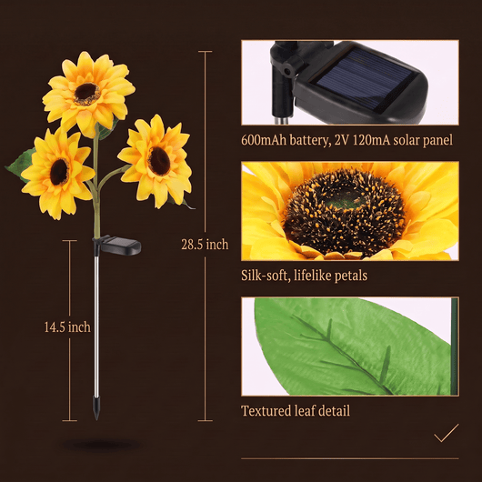 1pc Solar Sunflower Lights 3 Heads 1 Head Garden Stake Outdoor Decorative Waterproof LED Landscape Lights for Patio Garden Yard - EmergingEra™