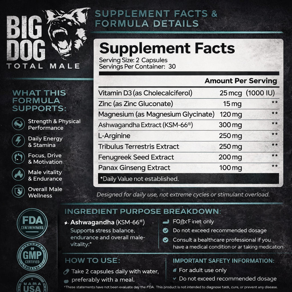 BIG DOG TOTAL MALE PILLS  - ADVANCED HEALTH SUPPORT FOR MEN